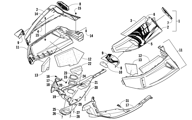 Parts Diagram for Arctic Cat 2011 Z1 TURBO SNO PRO SNOWMOBILE SKID PLATE AND SIDE PANEL ASSEMBLY
