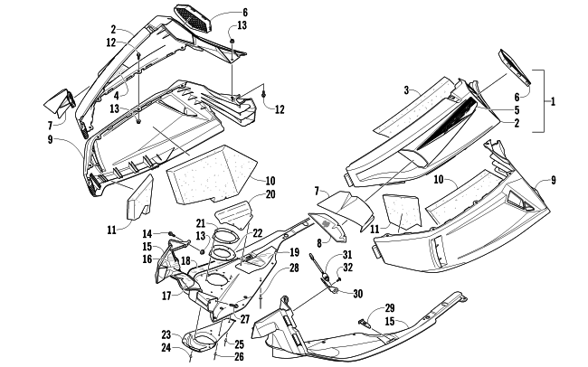 Parts Diagram for Arctic Cat 2011 TZ1 TURBO LXR LTD SNOWMOBILE SKID PLATE AND SIDE PANEL ASSEMBLY