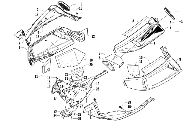 Parts Diagram for Arctic Cat 2011 Z1 TURBO EXT SNOWMOBILE SKID PLATE AND SIDE PANEL ASSEMBLY