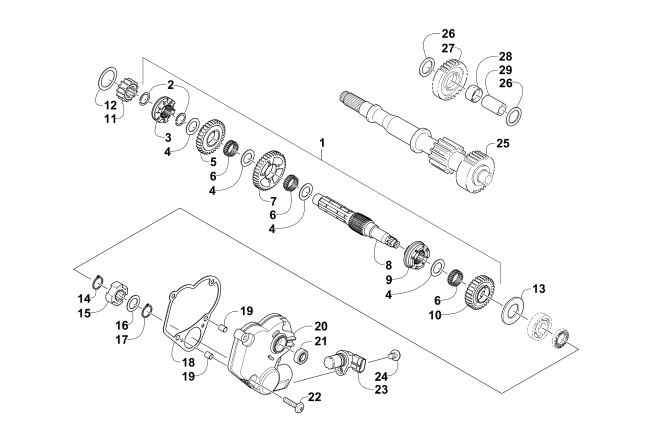 Parts Diagram for Arctic Cat 2014 PROWLER 1000 XTZ ATV SECONDARY TRANSMISSION ASSEMBLY