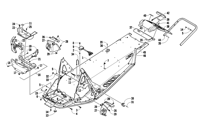 Parts Diagram for Arctic Cat 2011 Z1 SNO PRO SNOWMOBILE CHASSIS, REAR BUMPER, AND SNOWFLAP ASSEMBLY