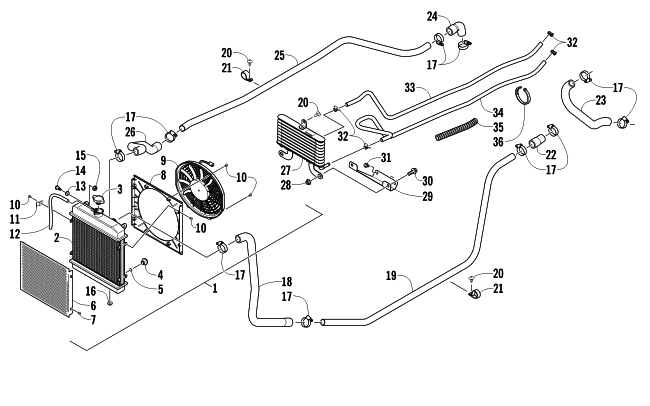 Parts Diagram for Arctic Cat 2011 PROWLER 700 HDX ATV COOLING ASSEMBLY