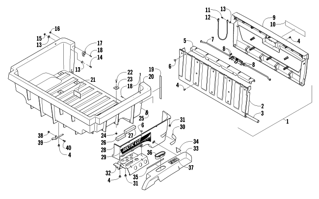 Parts Diagram for Arctic Cat 2011 PROWLER 700s XTX ATV CARGO BOX AND TAILGATE ASSEMBLY