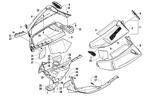 Parts Diagram for Arctic Cat 2011 F8 LXR SNO PRO LTD SNOWMOBILE SKID PLATE AND SIDE PANEL ASSEMBLY