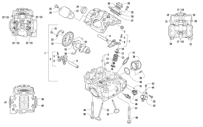 Parts Diagram for Arctic Cat 2014 PROWLER 700 HDX ATV CYLINDER HEAD AND CAMSHAFT/VALVE ASSEMBLY