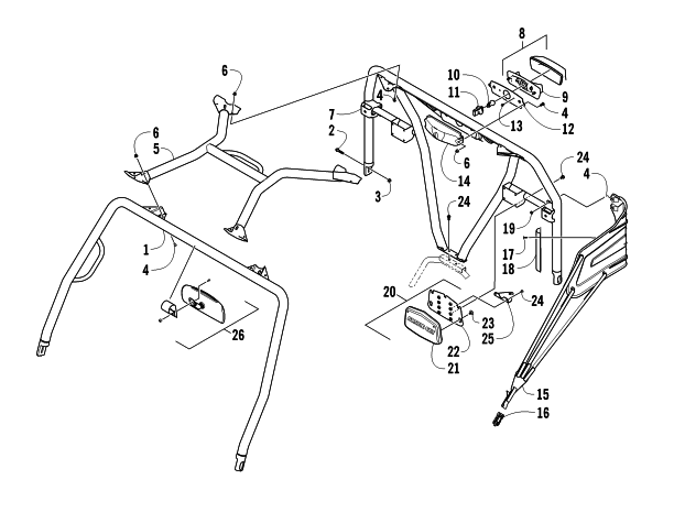 Parts Diagram for Arctic Cat 2011 PROWLER 1000 H2 EFI XTZ ATV ROPS AND TAILLIGHT ASSEMBLY