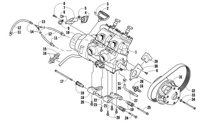Parts Diagram for Arctic Cat 2014 SNO PRO 500 SNOWMOBILE ENGINE AND RELATED PARTS