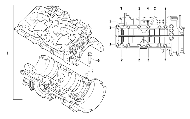 Parts Diagram for Arctic Cat 2008 CROSSFIRE 500 EFI SNOWMOBILE CRANKCASE ASSEMBLY