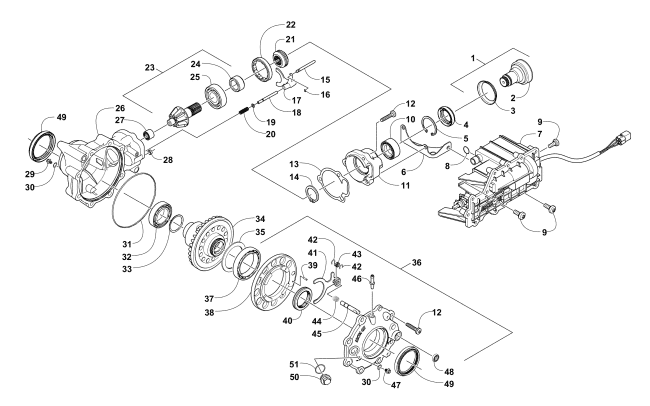 Parts Diagram for Arctic Cat 2010 1000 4X4 AUTOMATIC MUD PRO ATV FRONT DRIVE GEARCASE ASSEMBLY