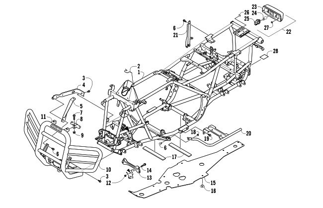 Parts Diagram for Arctic Cat 2011 700s H1 EFI TBX ATV FRAME, TAILLIGHT, AND RELATED PARTS
