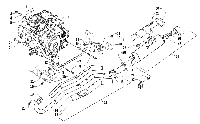 Parts Diagram for Arctic Cat 2012 TRV 450 ATV ENGINE AND EXHAUST