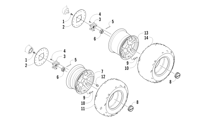 Parts Diagram for Arctic Cat 2011 PROWLER 1000 H2 EFI XTZ ATV WHEEL AND TIRE ASSEMBLY