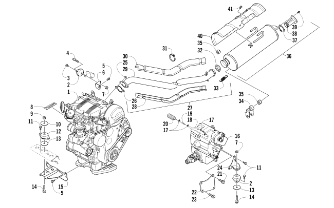 Parts Diagram for Arctic Cat 2014 700 DIESEL ATV ENGINE AND EXHAUST