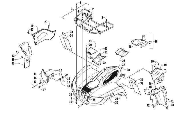 Parts Diagram for Arctic Cat 2011 700 DIESEL ATV FRONT RACK, BODY PANEL, AND HEADLIGHT ASSEMBLIES