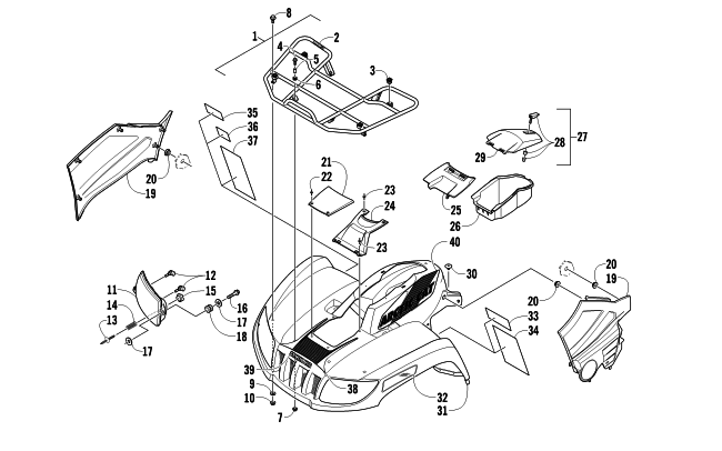 Parts Diagram for Arctic Cat 2011 TRV 1000s CRUISER ATV FRONT RACK, BODY PANEL, AND HEADLIGHT ASSEMBLIES