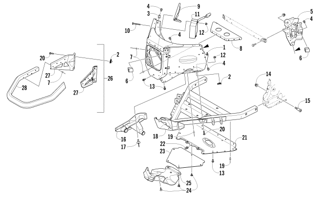 Parts Diagram for Arctic Cat 2012 XF 800 SNO PRO LTD SNOWMOBILE FRONT BUMPER AND FRAME ASSEMBLY
