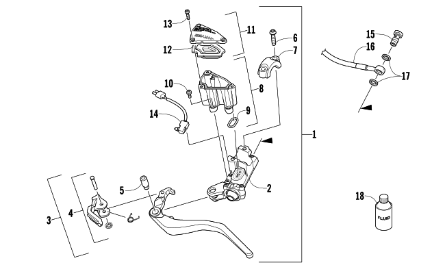 Parts Diagram for Arctic Cat 2012 F 1100 SNO PRO SNOWMOBILE HYDRAULIC BRAKE CONTROL ASSEMBLY