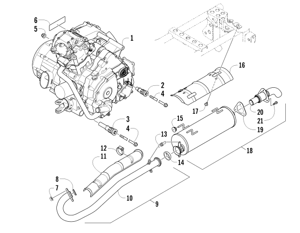 Parts Diagram for Arctic Cat 2011 425 EFI CR ATV ENGINE AND EXHAUST