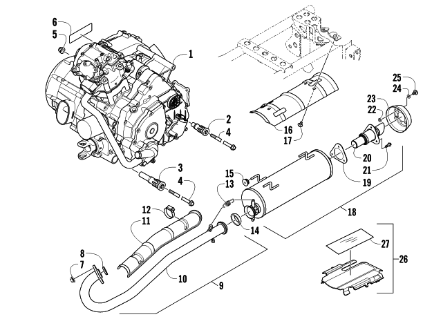 Parts Diagram for Arctic Cat 2012 XC 450 EFI ATV ENGINE AND EXHAUST