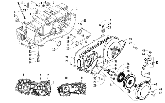 Parts Diagram for Arctic Cat 2014 300 2X4 UTILITY ATV LEFT CRANKCASE, COVER, AND RECOIL ASSEMBLY