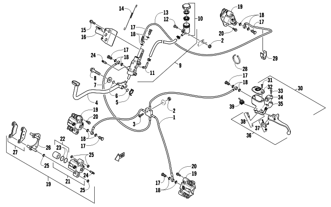 Parts Diagram for Arctic Cat 2012 550 ATV HYDRAULIC BRAKE ASSEMBLY