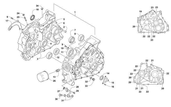 Parts Diagram for Arctic Cat 2014 PROWLER 500 HDX XT ATV CRANKCASE ASSEMBLY