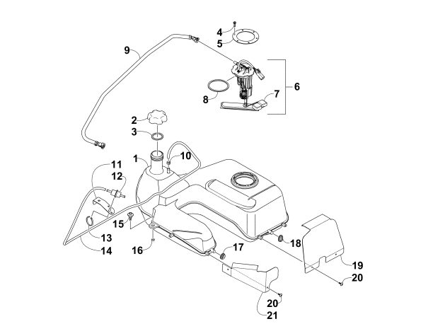 Parts Diagram for Arctic Cat 2014 700 ATV GAS TANK ASSEMBLY