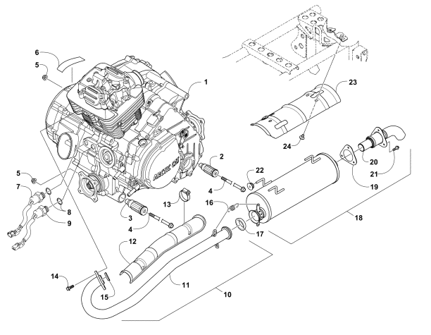 Parts Diagram for Arctic Cat 2013 400 CR ATV ENGINE AND EXHAUST