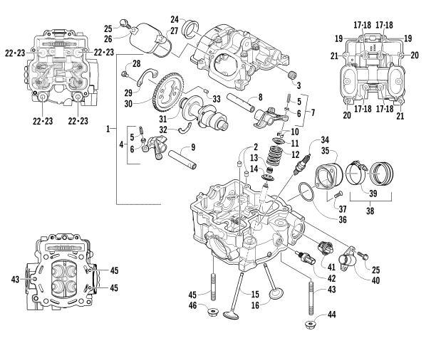 Parts Diagram for Arctic Cat 2015 TRV 550 XT ATV CYLINDER HEAD AND CAMSHAFT/VALVE ASSEMBLY