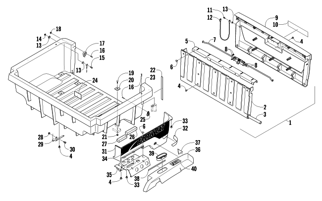 Parts Diagram for Arctic Cat 2012 PROWLER 550 XT ATV CARGO BOX AND TAILGATE ASSEMBLY