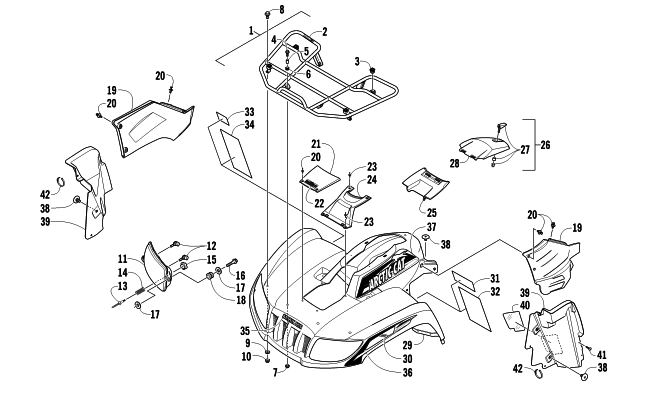 Parts Diagram for Arctic Cat 2012 700 DIESEL ATV FRONT RACK, BODY PANEL, AND HEADLIGHT ASSEMBLIES