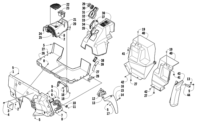 Parts Diagram for Arctic Cat 2012 PROWLER 700 XTX ATV CONSOLE AND FLOOR PANEL ASSEMBLY
