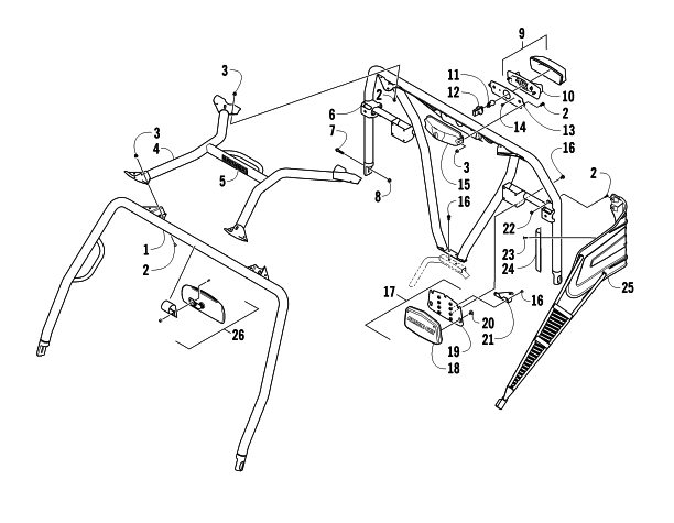 Parts Diagram for Arctic Cat 2012 PROWLER 700 XTX ATV ROPS AND TAILLIGHT ASSEMBLY