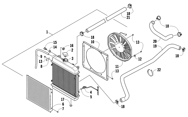 Parts Diagram for Arctic Cat 2012 650 ATV COOLING ASSEMBLY