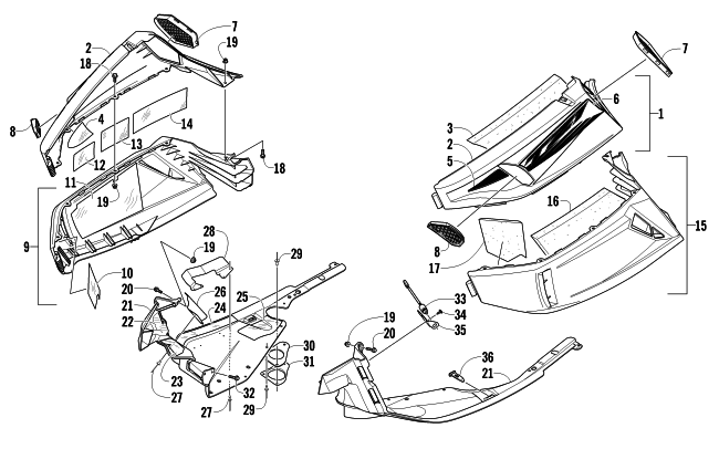 Parts Diagram for Arctic Cat 2012 TZ1 LXR SNOWMOBILE SKID PLATE AND SIDE PANEL ASSEMBLY