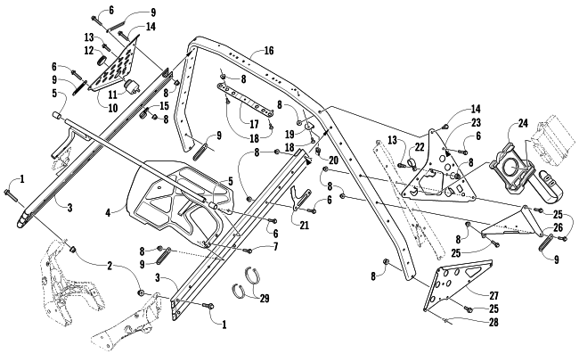 Parts Diagram for Arctic Cat 2015 BEARCAT 5000 XT LTD SNOWMOBILE STEERING SUPPORT ASSEMBLY