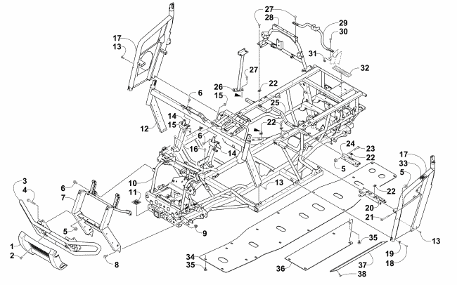 Parts Diagram for Arctic Cat 2014 PROWLER 700 HDX KE ATV FRAME AND RELATED PARTS