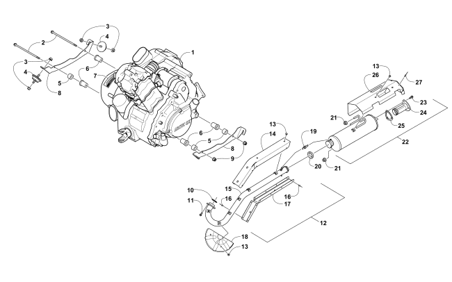 Parts Diagram for Arctic Cat 2012 PROWLER 700 HDX ATV ENGINE AND EXHAUST