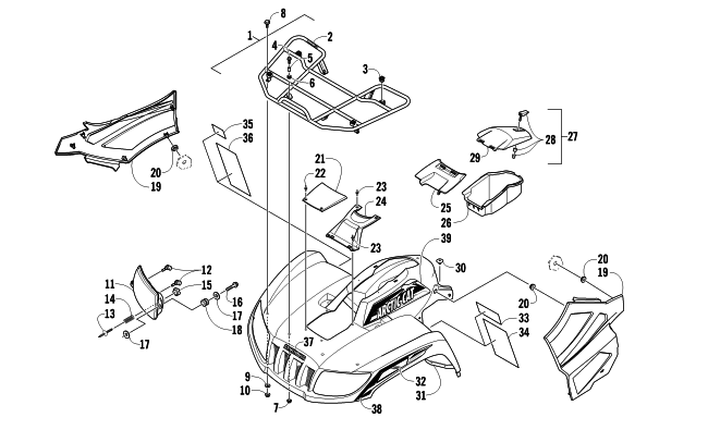 Parts Diagram for Arctic Cat 2012 TRV 450 GT ATV FRONT RACK, BODY PANEL, AND HEADLIGHT ASSEMBLIES