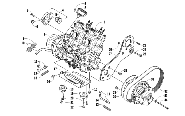 Parts Diagram for Arctic Cat 2012 F 800 LXR SNOWMOBILE ENGINE AND RELATED PARTS