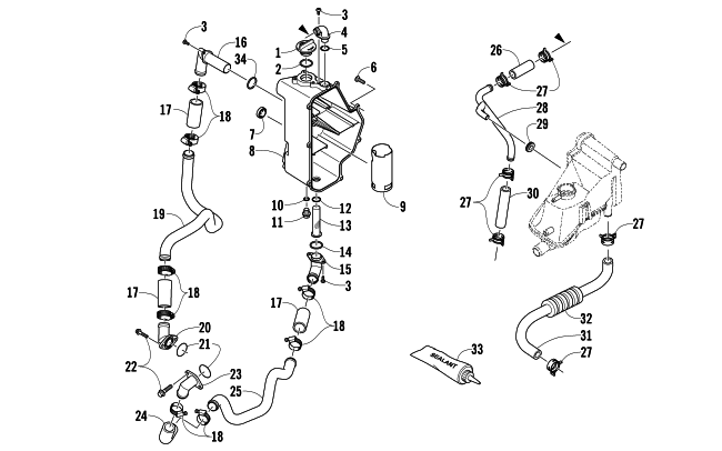 Parts Diagram for Arctic Cat 2012 XF 1100 SNO PRO ANNIVERSARY SNOWMOBILE OIL TANK ASSEMBLY