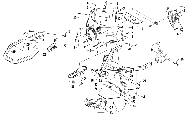 Parts Diagram for Arctic Cat 2012 XF 1100 SNO PRO ANNIVERSARY SNOWMOBILE FRONT BUMPER AND FRAME ASSEMBLY