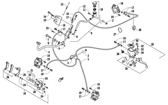 Parts Diagram for Arctic Cat 2012 1000 GT ATV HYDRAULIC BRAKE ASSEMBLY