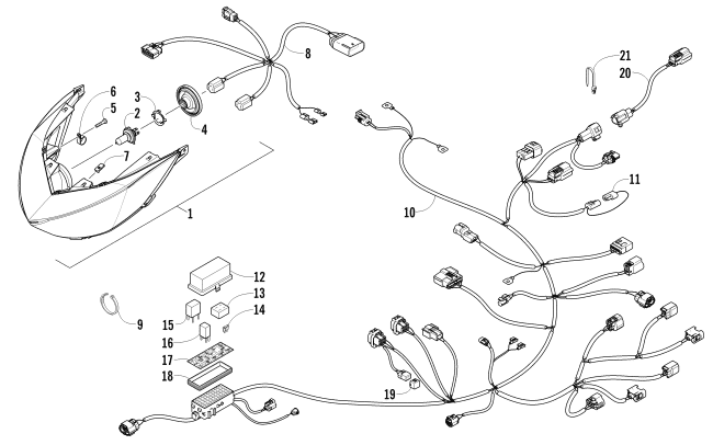 Parts Diagram for Arctic Cat 2012 M 1100 SNO PRO LTD 153 SNOWMOBILE HEADLIGHT AND WIRING ASSEMBLIES