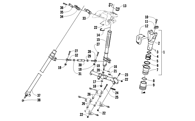 Parts Diagram for Arctic Cat 2013 M 800 SNO PRO 153 SNOWMOBILE STEERING POST ASSEMBLY