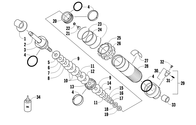 Parts Diagram for Arctic Cat 2012 M 1100 TURBO SNO PRO 162 SNOWMOBILE REAR SUSPENSION FRONT ARM SHOCK ABSORBER