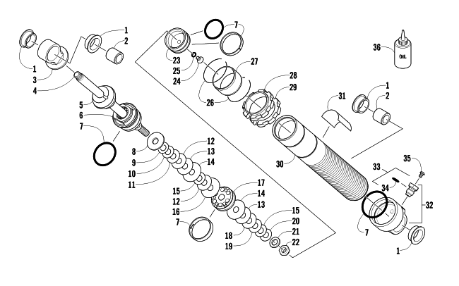 Parts Diagram for Arctic Cat 2012 M 1100 153 SNOWMOBILE FRONT SUSPENSION SHOCK ABSORBER