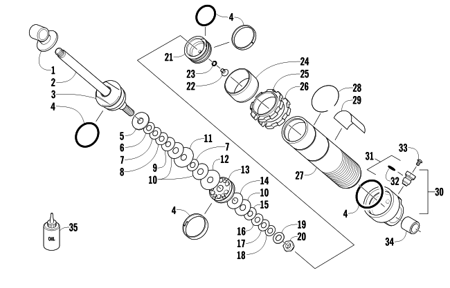 Parts Diagram for Arctic Cat 2012 M 1100 153 SNOWMOBILE REAR SUSPENSION FRONT ARM SHOCK ABSORBER