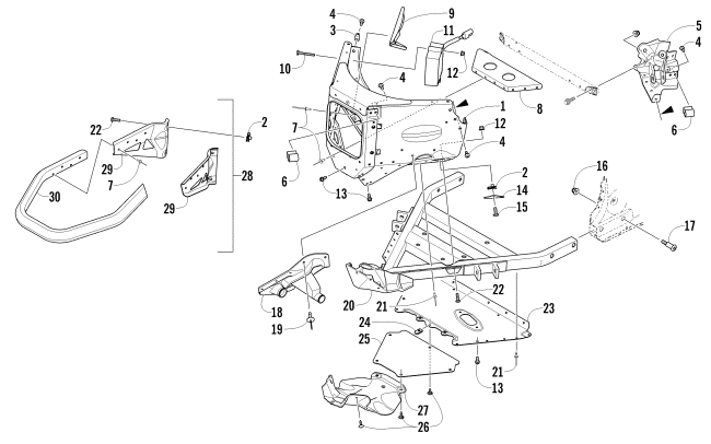 Parts Diagram for Arctic Cat 2012 M 800 SNO PRO LTD 153 SNOWMOBILE FRONT BUMPER AND FRAME ASSEMBLY