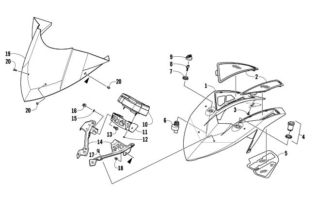 Parts Diagram for Arctic Cat 2012 M 1100 TURBO 153 SNOWMOBILE WINDSHIELD AND INSTRUMENTS ASSEMBLIES